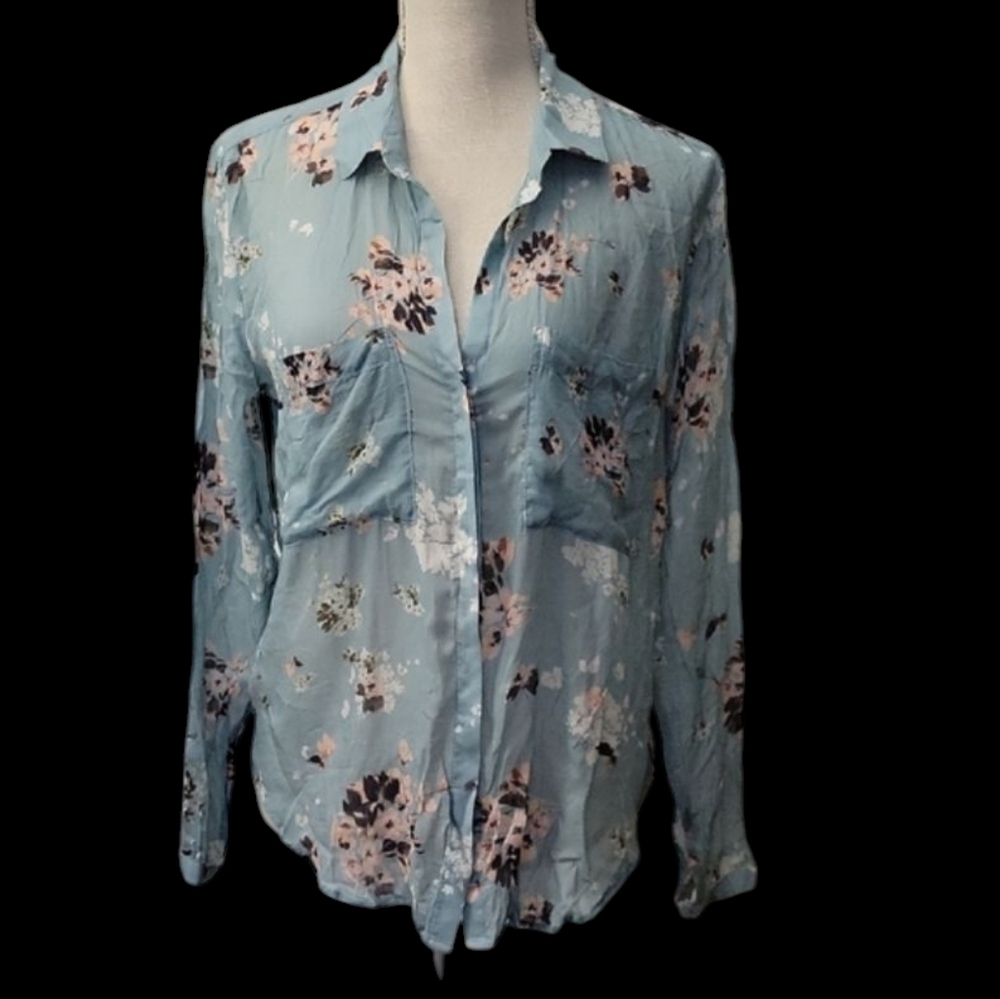 Anthropologie Cloth & Stone Floral Blue Women's Top